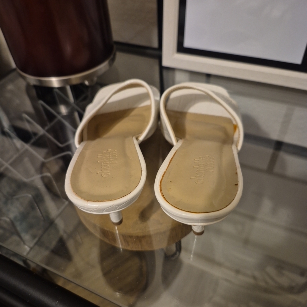 Charlotte Russe Cream Croc-Embossed Mules - Picture 5 of 6